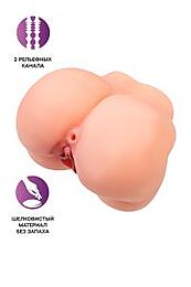 Мастурбатор реалистичный  в форме попки, с 2 любовными входами, ТPE, телесный, 1 кг (в белой коробке