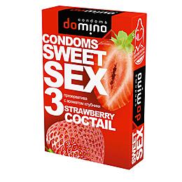 Презервативы Domino, sweet sex, латекс, клубника, 18 см, 5,2 см, 3 шт.